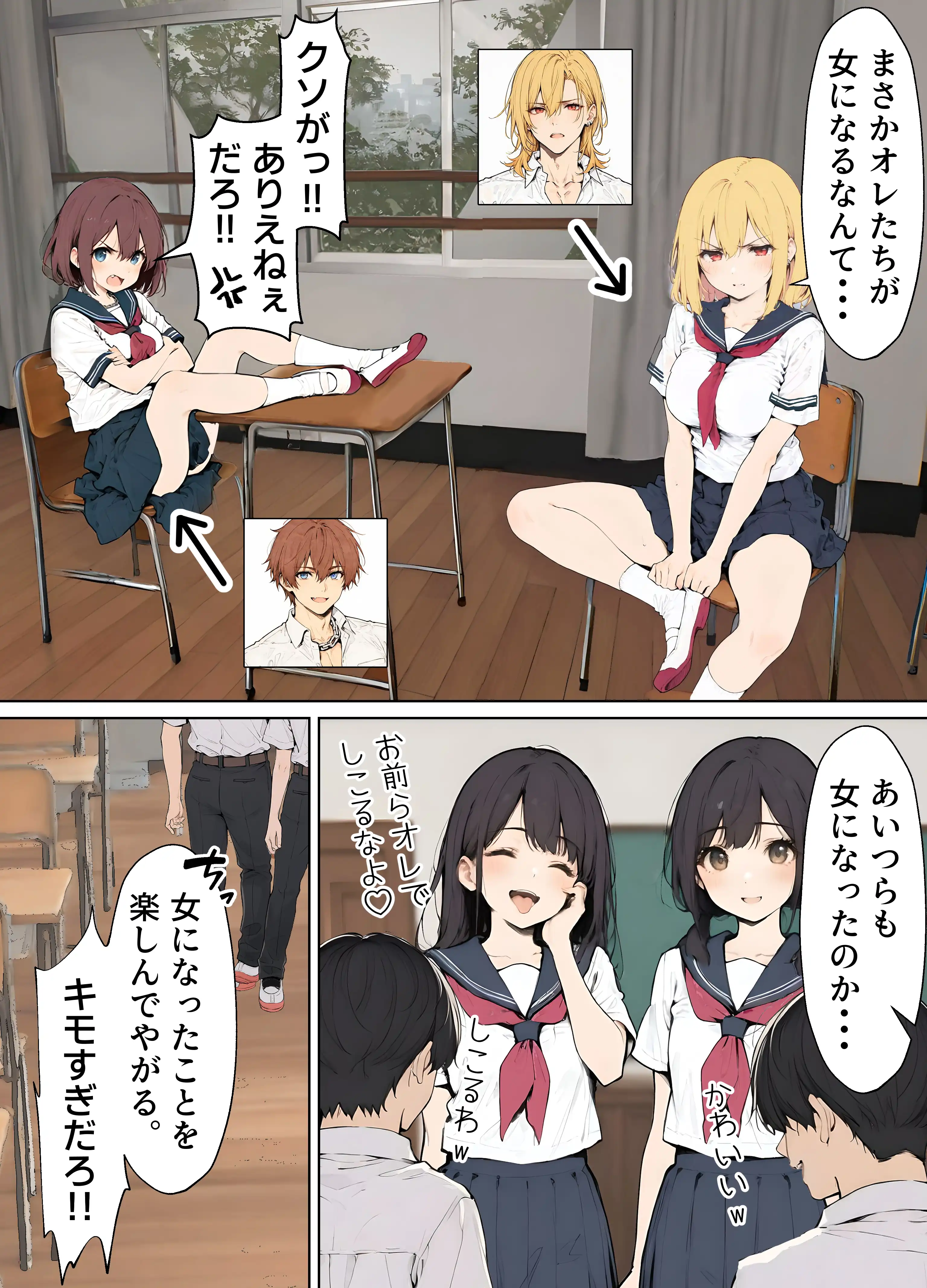 『女体化したカースト上位男がキモオタに下剋上レ●プされ種付けを懇願するオンナノコへと堕ちる話』（作：晴天艦）の試し読み画像14